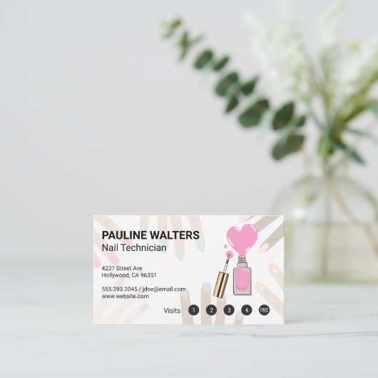 Roze Nail Pools | Loyalty-kaarten Klantenkaartje (Staand voorkant)