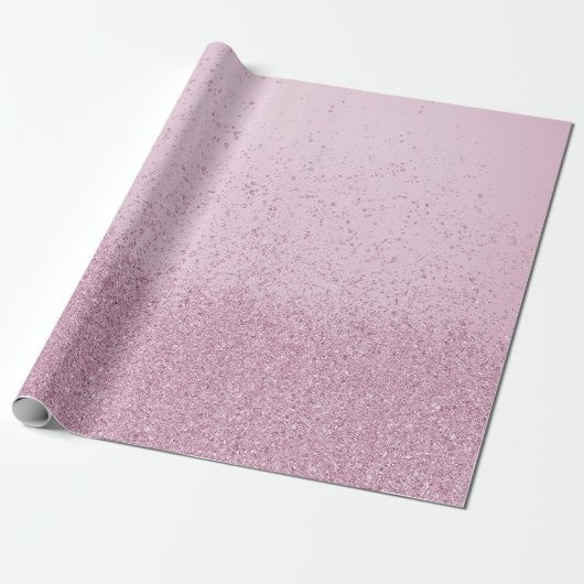 Roze namaak glitters cadeaupapier (Uitgerold)