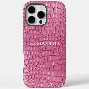 Roze namaak krokodil dierenprint iPhone 16 pro max hoesje