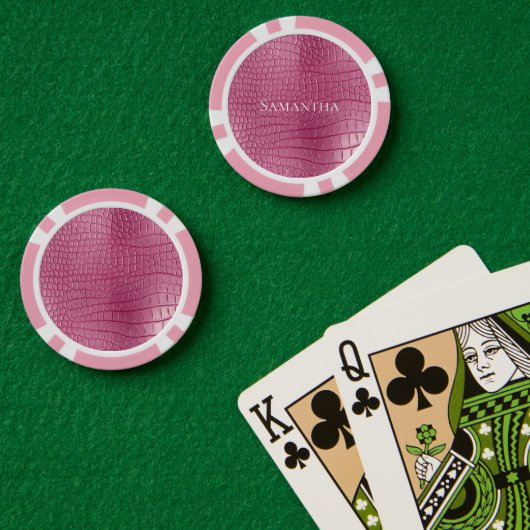 Roze namaak krokodil dierprint poker chips (Pokertafel (Dubbel))