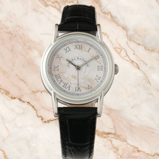 Roze namaak marmeren horloge voor vrouwen - Met bl (Creator heeft geüpload)