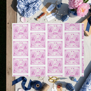 Roze namaak porselein Chinoiserie Willow-tegel Tissuepapier