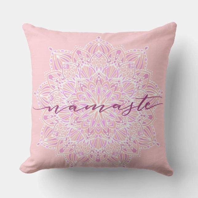 Roze Namaste Pillow Kussen (Voorkant)