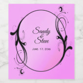 Roze namen en datum wijn etiket (Enkel label)