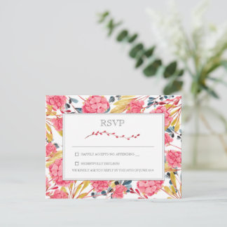 Roze Natuur Floral Wedding RSVP Briefkaart