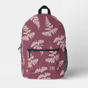 Roze Natuur Patroon Monogram Initialen Bedrukte Rugzak