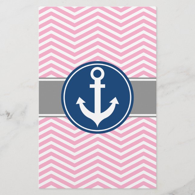 Roze Nautical Anchor Chevron (Voorkant)
