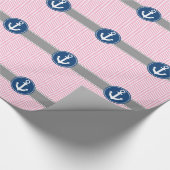 Roze Nautical Anchor Chevron Cadeaupapier (Hoek)