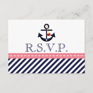 Roze Nautical Anchor RSVP Responskaarten voor de m