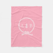 Roze Nautical Rope en Anchor Monogrammen Fleece Deken (Voorkant)