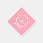 Roze Nautical Rope en Anchor Monogrammen Servet (Hoek)
