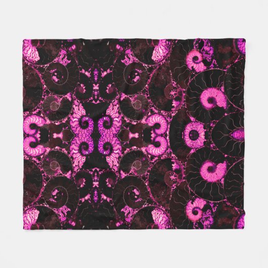 Roze Nautilus fossiel shell patroon Fleece Deken (Voorkant (Horizontaal))