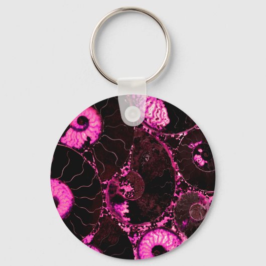Roze Nautilus fossiel shell patroon Sleutelhanger (Voorkant)