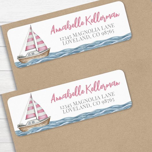 Roze nautisch Baby shower Etiket