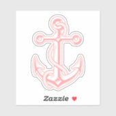 Roze nautische boot anker sticker (Vel)