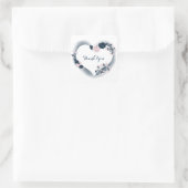 Roze & Navy bloemenhart dank u Vierkante Sticker (Tas)