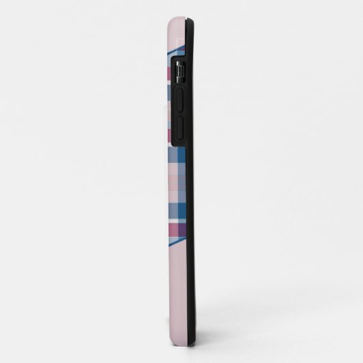 Roze-navy blue plaid iPhone Case (Achterkant/links)