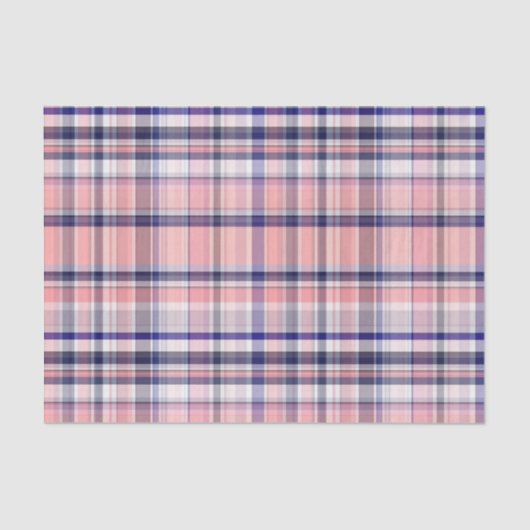 Roze Navy Blue White Preppy Madras Pset Tissuepapier (Voorkant)