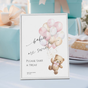 roze Neem een Treat Meisje Douche Barly wacht Them Poster