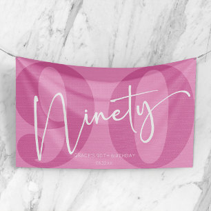 Roze Negentig 90ste Verjaardagsfeestje Spandoek