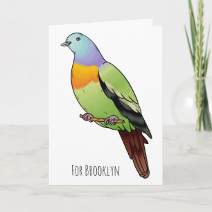 Roze-nekkige groene duivenvogel cartoon afbeelding kaart