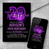 Roze Neon 29e verjaardag uitnodiging