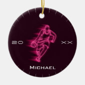 Roze Neon Basketball Player Ghost Silhouette Name Keramisch Ornament (Voorkant)