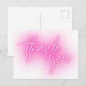 Roze Neon Bedankt Bord Trendy Briefkaart (Voorkant / Achterkant)