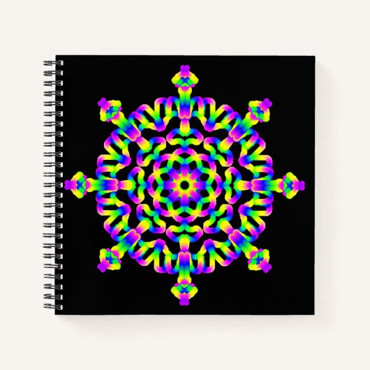 *~* Roze Neon Blue Mandala op zwart Notitieboek (Voorkant)