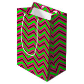 Roze-Neon-Brown Coll.-CHEVRON 16-GIFT BAG m Medium Cadeauzakje (Voorkant Gekanteld)