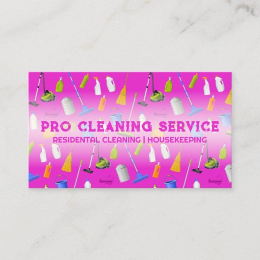 Roze Neon Cleaning Service Visitekaartje (Voorkant)