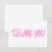 Roze neon Dank je wel Bedankkaart (Voorkant / Achterkant)