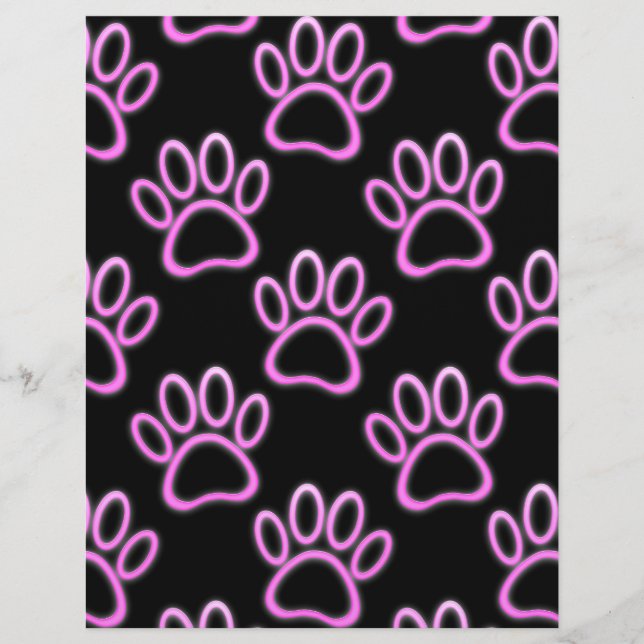 Roze Neon Dog Paw Print (Voorkant)
