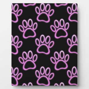 Roze Neon Dog Paw Print Fotoplaat