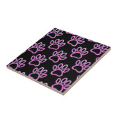 Roze Neon Dog Paw Print Tegeltje (Zijkant)
