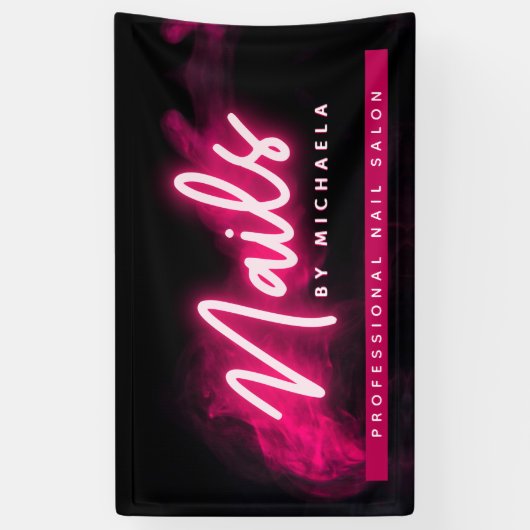 Roze neon en rook salon/technicus spandoek (Verticaal)