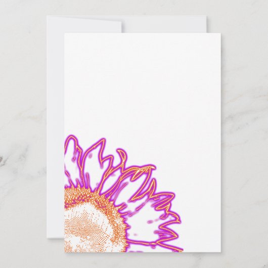 Roze Neon Flower Party-uitnodiging Kaart (Achterkant)