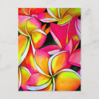 Roze neon Frangipani Plumeria Beach art