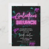 Roze Neon Galentine's Brunch Uitnodiging (Voorkant)