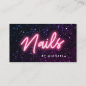 Roze neon & Glitter Nail Salon/Technicus Visitekaartje (Voorkant)