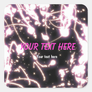 Roze neon glow stick party sticker label