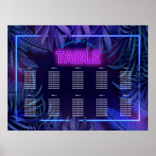 Roze Neon Glow Verjaardag Downloadbare Zitting Gra Poster