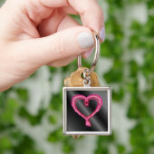 Roze Neon Heart Sleutelhanger (Hand)