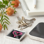 Roze Neon Heart Sleutelhanger (Zijkant)