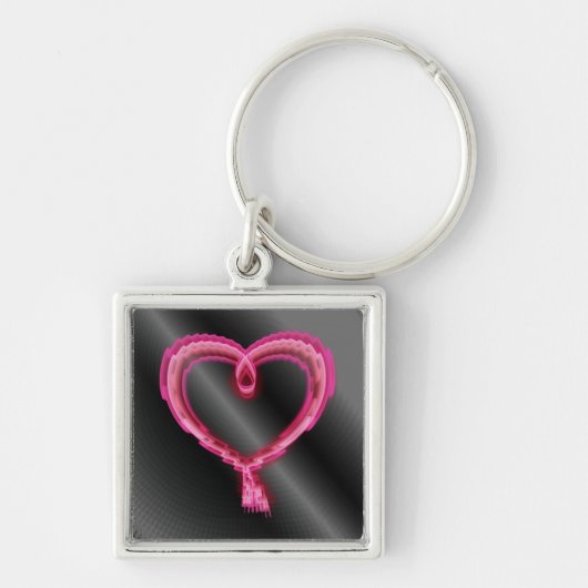 Roze Neon Heart Sleutelhanger (Voorkant)