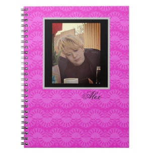roze neon heldere geometrische patroon notitieboek