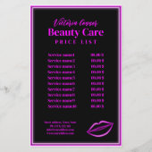 Roze Neon Lichte Prijslijst Zwarte brochure (Voorkant)