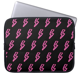 Roze Neon Lightning Bolt Patroon Laptop Sleeve