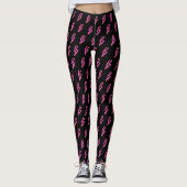 Roze Neon Lightning Bolt Patroon Leggings (Voorkant)