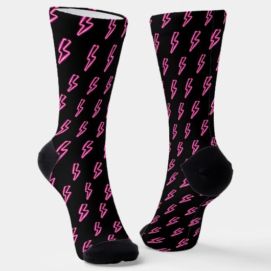 Roze Neon Lightning Bolt Patroon Sokken (Gebogen)